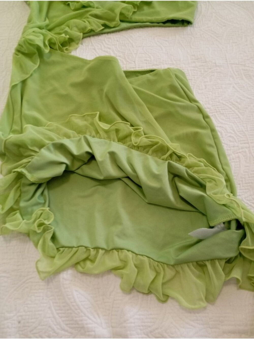 Oh Polly Cutout Dress Ruffled Asymmetric Mini Size US 6 UK 10 Green - Picture 8 of 15